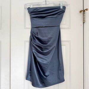 windsor blue satin mini dress